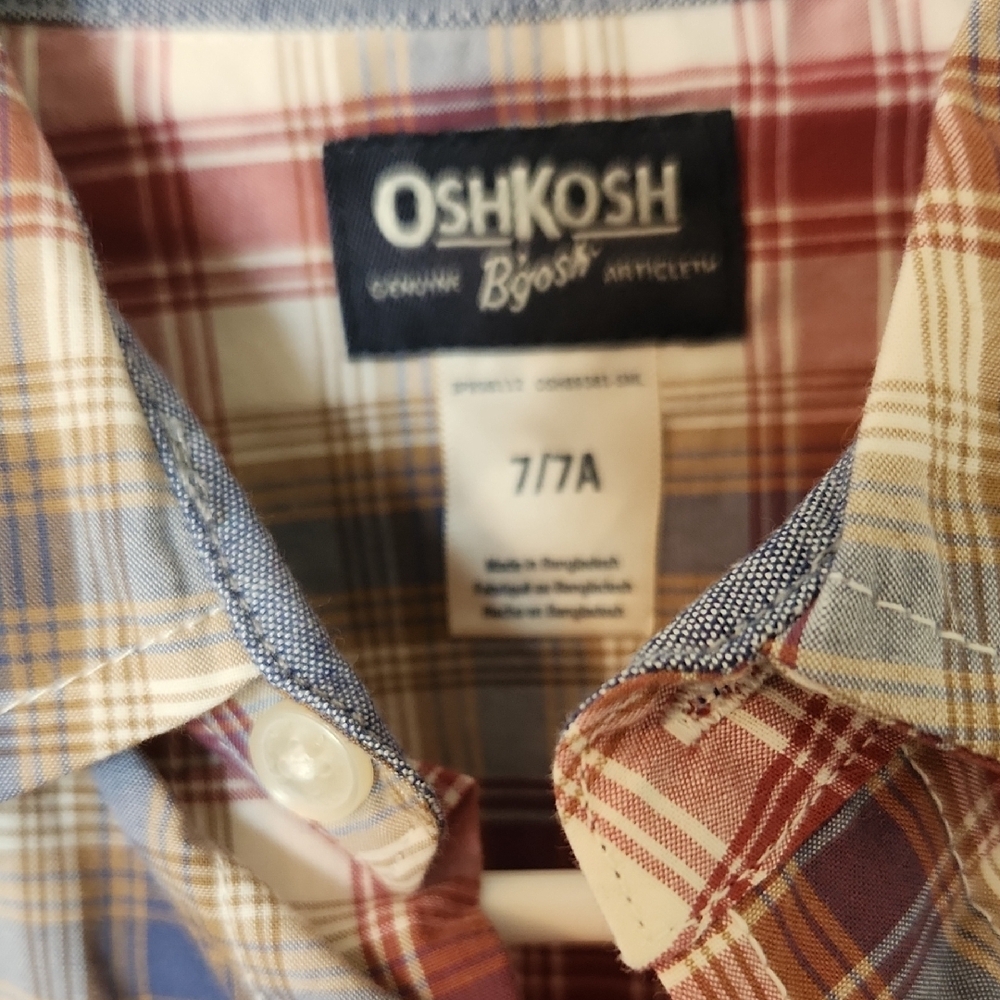 OshKosh B'gosh Red and Blue Casual Button Down Shirt - Picture 2 of 4